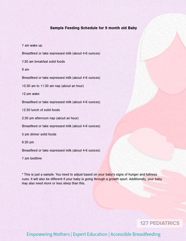 sample feeding schedule for 9 month old